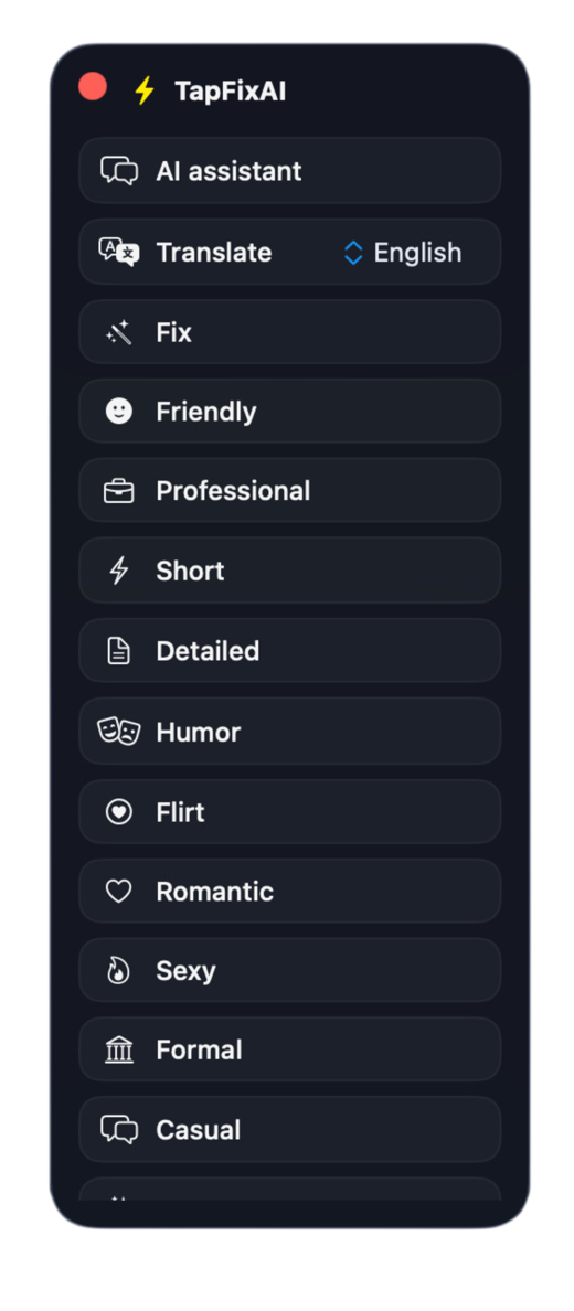 TapFix AI quick panel